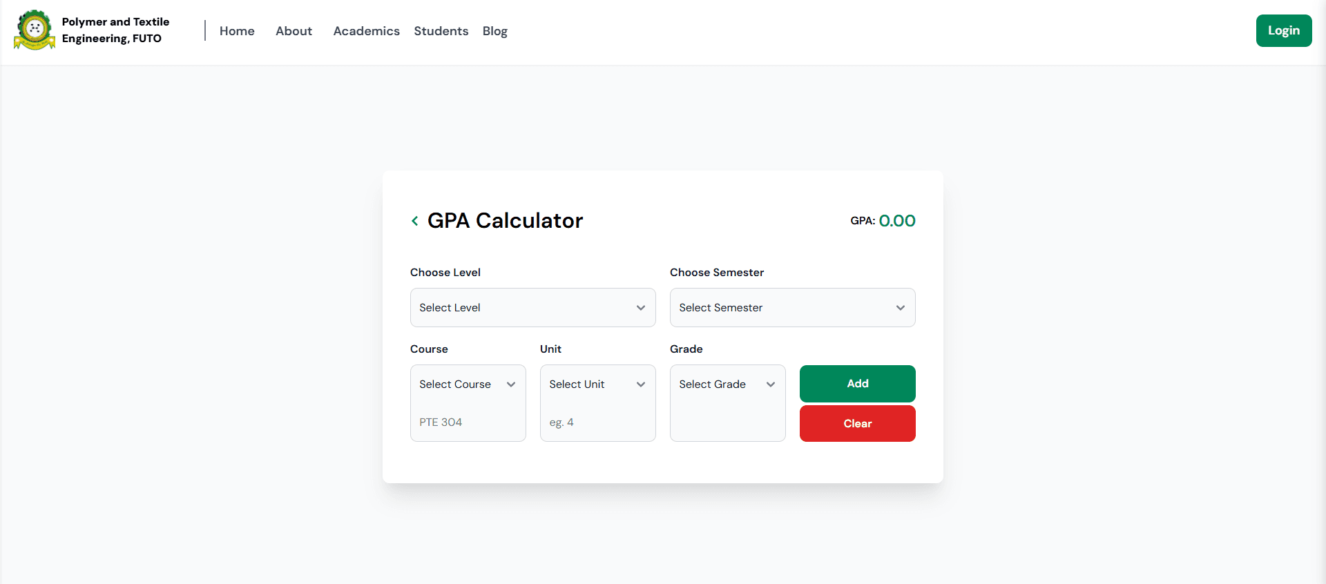 GPA Calculator & Blog — PTE-FUTO by Chris Mbah